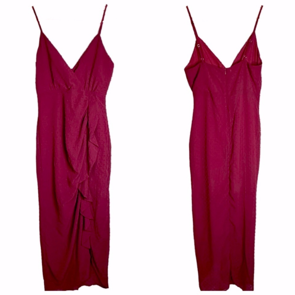 Anthropologie If By The Sea Burgundy Swiss Dot Sleeveless Dress M‎ CD698L